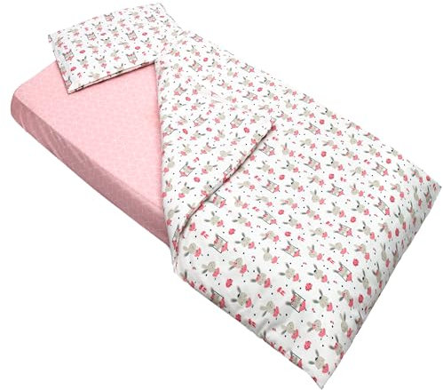 Lovely Hippo Drap Housse 80x160 + Housse de Couette 120x170cm + Taie Oreiller Enfant 40x60cm - Parure pour Lit Cabane 80x160 cm (Danseuse Rose, Lit 80x160cm - Parure 3 pièces)