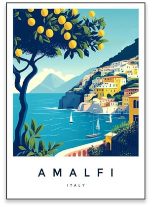 Italien Amalfi Stadt Poster Druck Europa Reise Leinwand Malerei Wand Kunst Büro Wohnkultur 50X70Cm Kein Rahmen