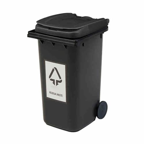 Mini Wheelie Bin Desktop Mini Trash Bin, Miniature Garbage Cans Desktop Paper Bin, Plastic Desk Trash Can with Lid, Mini Desktop Waste Bin Pen Pot Holder, for Home Kitchen Bedroom Bathroom Office