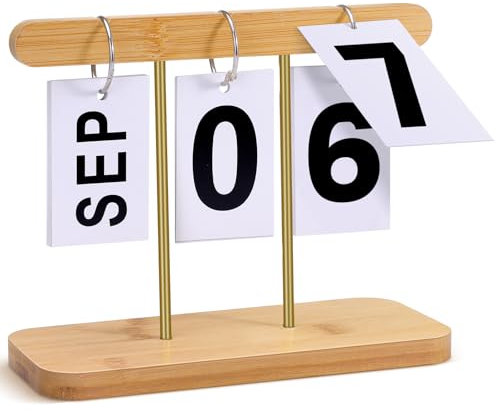 Ewiger Flip-Kalender aus Holz und Metall, wiederverwendbarer Schreibtischkalender aus Holz, stehend, Countdown, täglicher Schreibtisch, Flip-Desktop-Zubehör für Büro, Zuhause, Klassenzimmer,