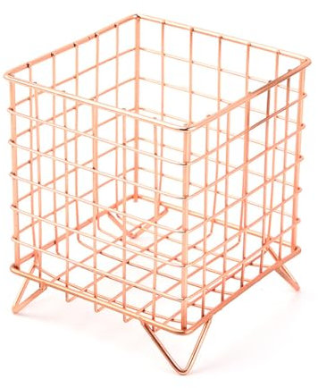 Verve Jelly K Cup Storage Basket Metal Coffee Capsule Rack, Large Capacity Coffee Pod Stand, Square Espresso Pod Storage Container for Kitchen, Pantry, Office and Cafe, 5.3*5.3*6.3in, Rose Gold