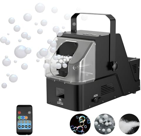 Spolehli Nebelblasenmaschine mit Fernbedienung, Rauchmaschine mit Blasen, 450 W, automatischer Seifenblasenmacher, Blasen/Nebelblasen/Nebel, drei Modi für Party, Bühne, Hochzeit, Halloween
