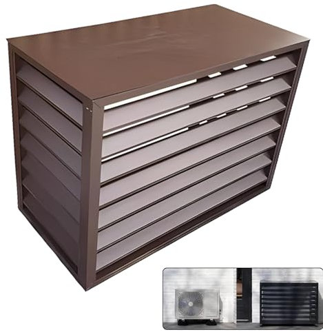 Valla de privacidad exterior para aire acondicionado. Persianas para estantes de flores. Cubiertas de aluminio para aire acondicionado. Separador independiente con láminas para protección exterior