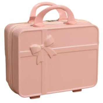 Valise cosmétique rose 31 x 23 x 15 cm avec design nœud et poignées de transport, rose clair, Design nœud