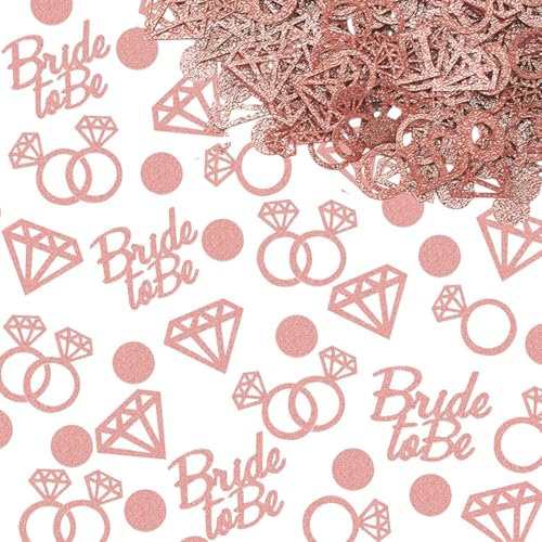 WUSJCOF 100 Pièces Décoration EVJF Confettis Bride Rose Doré Pailleté Décoration de Table Enterrement de Vie de Jeune Fille Femme Fête