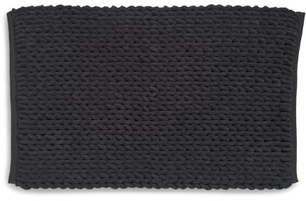 kela Badematte rutschfest 70 x 120 x 2 cm Marie, Badezimmerteppich schwarz, waschbar, recyceltes Polyester & Baumwolle, Badvorleger in Strickstruktur