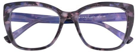 SKYWAY Occhiali Oversize da Donna a Luce Blu, Occhiali da Gioco per Computer con Montatura Quadrata a Occhio di Gatto e Cerniera a Molla,Tartaruga Viola