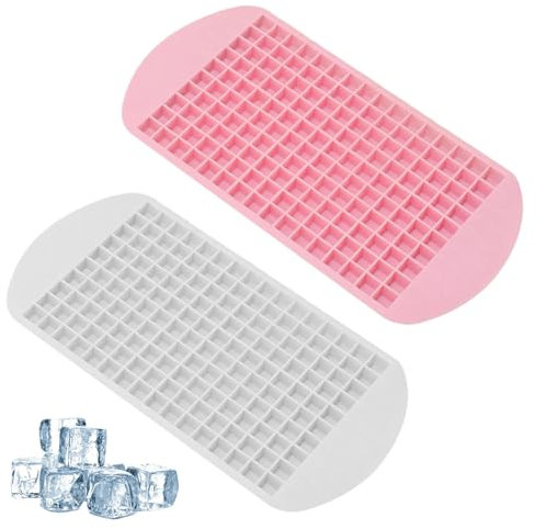 2 Pcs Small Reusable Ice Cube Tray Tool,Mini Trays,Food Freezer,Silicone Compact Moulds for Freeze,Party,Home,Kitchen,Easy Release,Space Saving Design,160 Grids Used for Whiskey,Cocktails,Milk,Juice