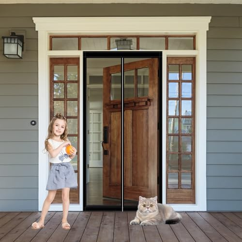 Zanzariera Magnetica 68 x 230 cm Chiusura Automatica Tenda Magnetica Zanzariera Porta Viene Fornito con Kit di Montaggio per Porte da Balcone/Cantine/Terrazze, Nero