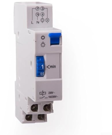 Snowchecking Interruptor temporizador de carril DIN 230 V mecánico relé temporizador de luz de escalera 16 A ajustable 30 segundos a 20 minutos de control