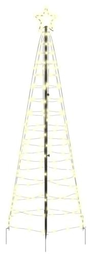 vidaXL Albero di Natale LED con 390 LED Bianco Caldo 250 cm Ferro, Decorazione Albero LED Moderna, luci Decorative per Interni, Facili da Montare e Super efficienti