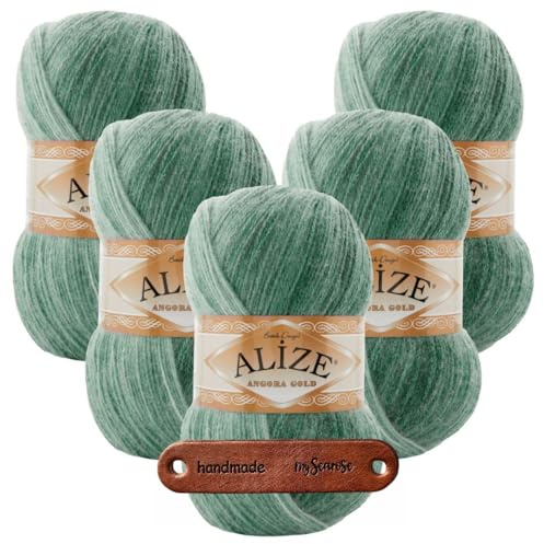 ALIZE 5 x 100g Angora Gold Batik 8055 Premium Wolle zarter farbverlauf für Tücher schals cardigans und accessoires handarbeitsideen für herbst und winter mit mySearose Label
