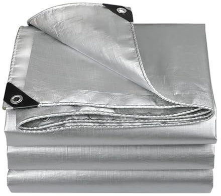 Bâche de Imperméable Protection Exterieur avec Oeillets 3.0m 3.5m 4.5m 5.5m 6m 6.5m 7.5m 8.5m PVC Bâche Voiture Piscine pour Meubles de Jardin Bois Piscine Trampoline, Argentée(2x4.0m)