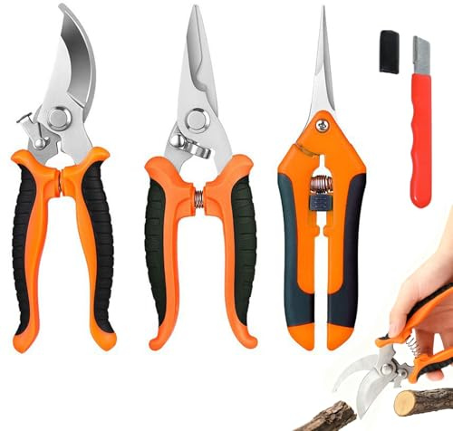 3 Stück Gartenschere, Gardena Gartenschere aus Edelstahl, Rosenscherem, Professionelle Bypass-Schere, für Zweige, Hecken und Blumen