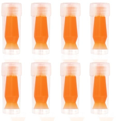 8pcs Inserteur Lentilles Sclérales, Sans Ventilation Applicateur de Lentilles de Contact Emballé Individuellement Piston en Silicone pour Prothèses Oculaires Rigides en RGP (Orange)