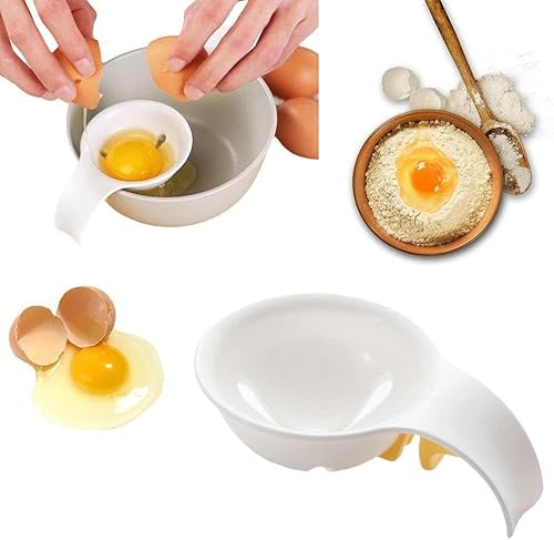 1 x weißer Eigelb-Trenner, Eiertrenner für rohe Eier, Schüssel-Clip und Eigelb-Trenner, Sieb zum Backen von Kuchen, Küchenhelfer, Kochen, Spezialwerkzeuge und Gadgets