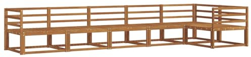 vidaXL Outdoor-Sofagarnitur 6 pcs Natur Massivholz Akazie, Garten Lounge Möbel, modernes Outdoor Sofa, langlebiges Patio Sectional Sofa, Akazien entspannendes Set für Komfort im Hinterhof