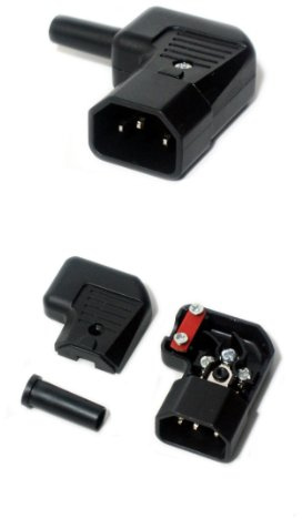 Loops IEC Male C14 Side Right Angled 10A Connector Plug - Kettle Power Socket 90 Degree