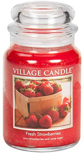 Village Candle Duftkerze im Glas groß 17 x 10 cmm, 1219 g Fresh Strawberries