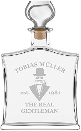 polar-effekt Personalisierte Edle Whiskyflasche mit Gravur - 700 ml Dekanter mit Glass Verschluss - Whisky-Karaffe Männer Geschenk zum Geburtstag - Motiv a Gentleman