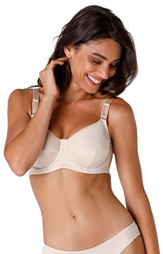 Lovable Reggiseno con Ferretto in Micro con Sottocoppa in Cotone, non Imbottito, Sostegno e Comfort, Taglie Forti, Art. 4120, Shaping Donna, Nudo, 38 / 5E