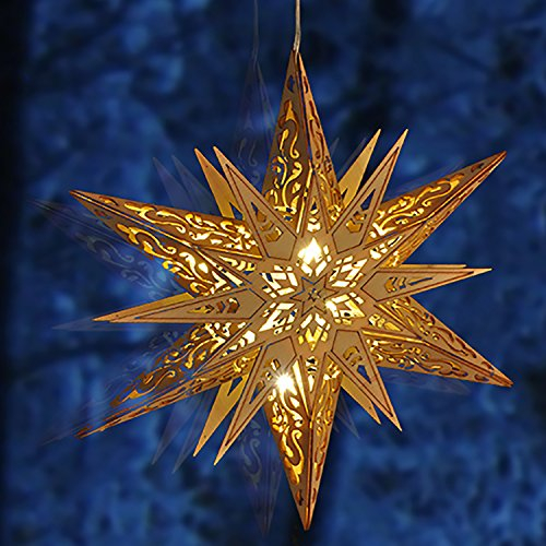 Weihnachtsstern Weihnachtsbeleuchtung Fensterdekoration Holz warm-weiß 6 LED