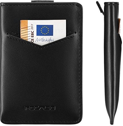 POCARDO Kreditkartenetui Leder Schwarz | Mini Geldbörse für Karten und Geldscheine | RFID Schutz