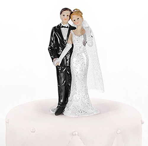 Hochzeitstortenfiguren Er führt Sie links 11 cm - Tortenfiguren Hochzeit Tortendeko Hochzeit Figuren Hochzeitstorte Tortenfigur Hochzeitspaar Tortenaufsatz Brautpaar Aufsatz Hochzeitstorte - Nr.14