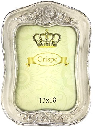 Crispe Bilderrahmen Ravenna im Antik-Look in Antikweiß mit silbernen Verzierungen Größe 21,4 x 15,2 x 2,2 cm - Bildmaß 13 x 18 cm Rahmen Bild Foto Barock