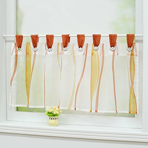 Joyswahl Scheibengardine Voile Bistrogardinen mit Schlaufen Leonie Kurzstore HxB 45x90cm Orange 1er Pack