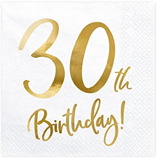 PartyDeco Servietten Birthday Gold 30th. 33x33cm/20St.