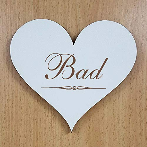Schild Herz « BAD » ca. 13 x 12 cm - selbstklebendes Türschild Dekoschild Wohnaccessoires - Badezimmer