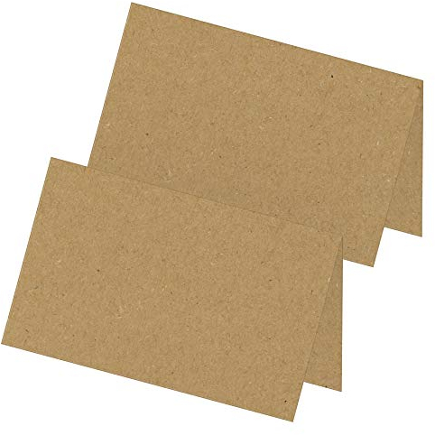 itenga 24 x Tischkarten Platzkarten Namensschild Aufsteller Neutral Braun Blanko Hochzeit Geburtstag Feier Tischdeko Kraftpapier Textur