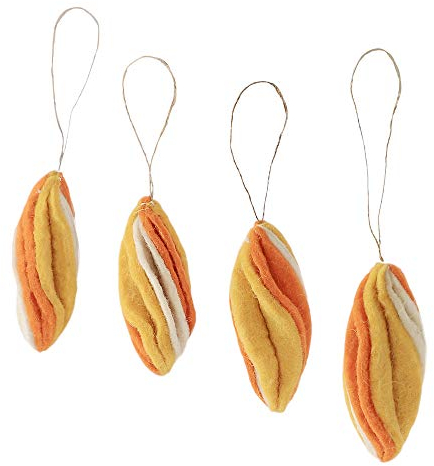 De Kulture™ Handgefertigte Filz Marquise Christbaumkugel hängen (orange, gelb, cremefarben)