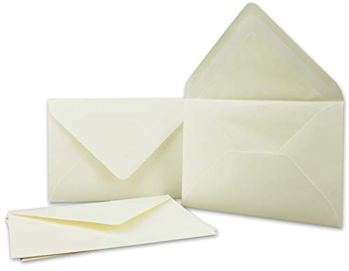 50x Kuverts in Creme - Brief-Umschläge in DIN B6-12,5 x 17,6 cm geripptes Papier - cremefarbenes Seidenfutter für Weihnachten & festliche Anlässe