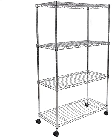 Seville Classics Solid Steel Wire Shelving Storage Unit Adjustable Shelves Organizer Rack, for Home, Kitchen, Office, Garage, Bedroom, Closet, Steel, 4-Tier, 30 W x 14 D
