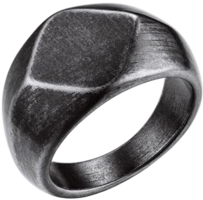 Bestyle Siegelring Personalisiert Edelstahl Erinnerungsgeschenk Bandring Herren Signetring Modeschmuck für Damen Fingerring Hip Hop Ring Vintage Grau 62