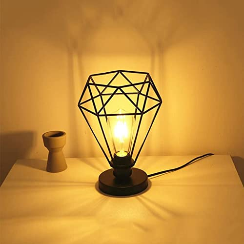 Chao Zan Schreibtischlampen, Nachttischlampe Diamant Tischlampe aus nordischem Draht, dekorativ, aus Metall, Nachtlicht, LED Schreibtischlampe (Schwarz)