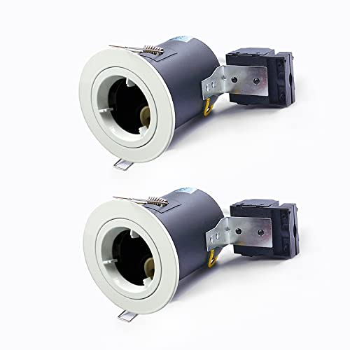 2XSweier 90 Minutes Fire Rated GU10 LED Downlight,White Recessed Ceiling Light,Complete with GU10 lampholder Junction Box IP20 Recessed Spotlight.(Not Including Bulb)
