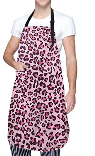 Grembiule da cucina grembiule da cucina regolabile grembiule da cuoco, Rosa leopardo ghepardo Fur92, Taglia unica