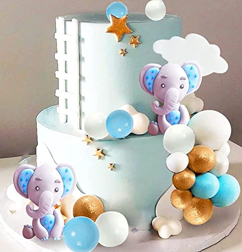 JeVenis Tortendeko Baby Junge Tortendeko Babyparty Elefant Babyparty Deko Baby Shower Junge Kindergeburtstag Deko Elephant Cake Topper