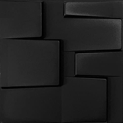 3D Wandpaneele Dekoren Wandverkleidung Deckenpaneele Platten Paneele Wanddeko Wandtattoos POLYSTYROL MATERIAL STYROPOR ARTIG 3D / 3m²-12PCS Tetris Black 3mm stärke