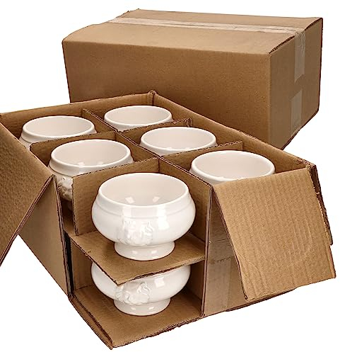 MamboCat Lot de 24 terrines à tête de lion Leo I Petit – 250 ml I Pour 24 personnes I Tasses à soupe blanches 0,25 l I Soupe à soupe avec têtes de lion I Bol à soupe pour mariage, soupe aux pois ou