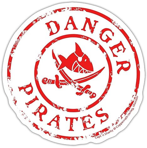 Spreadshirt Käpt'n Sharky Gefährliche Piraten Flagge Sticker, 10 x 10 cm, Mattweiß
