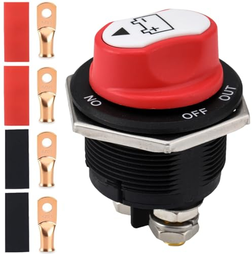 Greluma 1PC Interruptor de desconexión de batería de automóvil de 200A, interruptor aislador de corte maestro de batería de 12V-24V, interruptores de batería de encendido y apagado para marinos