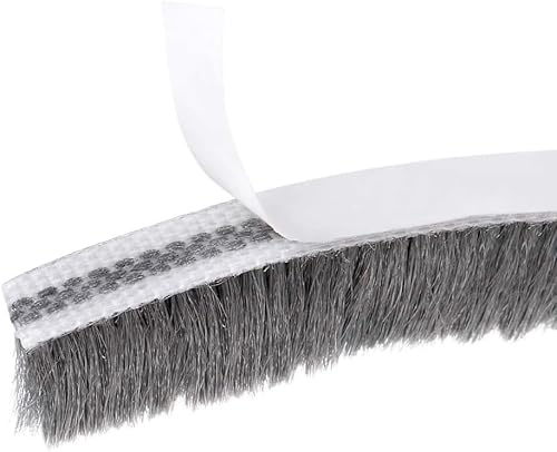 MACHSWON Brush Weather Stripping, 10M / 32.81Ft, Card-Slot Seal Strip Pile Weatherstrip Door Sweep Brush for Door Window Wardrobe (7 x 12mm, Grey)