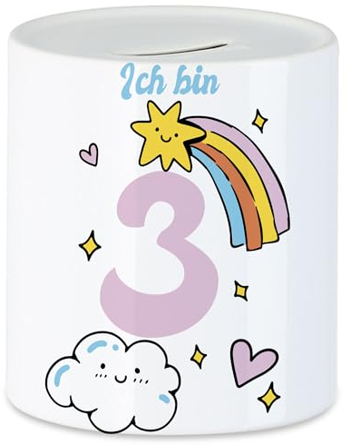 Hey!Print 3 Jahre alt, Kindergeburtstag Spardose süße Motive Kinder Milchkanne Happy Birthday Alles Liebe zum Geburtstag
