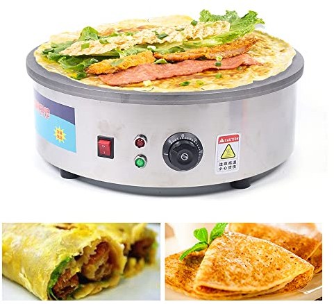 czyuRachel Crêpes-Pfanne, 2800 W, Edelstahl, 45 cm, 50 – 300 ℃ verstellbar, Überhitzungsschutz, Modern, Stainless Steel
