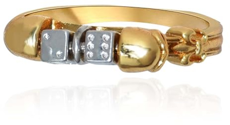 Totenkopf-Würfel-Biker-Ring, Gotisch-Schädel-Würfel-Ring Für Männer, Punk-Würfel-Biker-Ring, Glücks-Würfel-Ring Goldener Totenkopf-Würfel-Biker-Ring Für Herren Zweifarbiger Totenkopf-Ring (21.4)