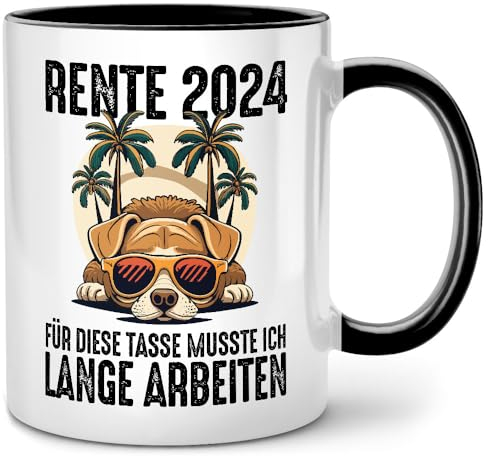 Seness Rente 2024 Für diese Tasse musste ich lange arbeiten, Tasse mit Spruch Hund Ruhestand Geschenk für Anfänger, Rentner Geschenk Mann Frau Rente Geschenke, Renteneintritt Kaffeebecher Kaffeetasse